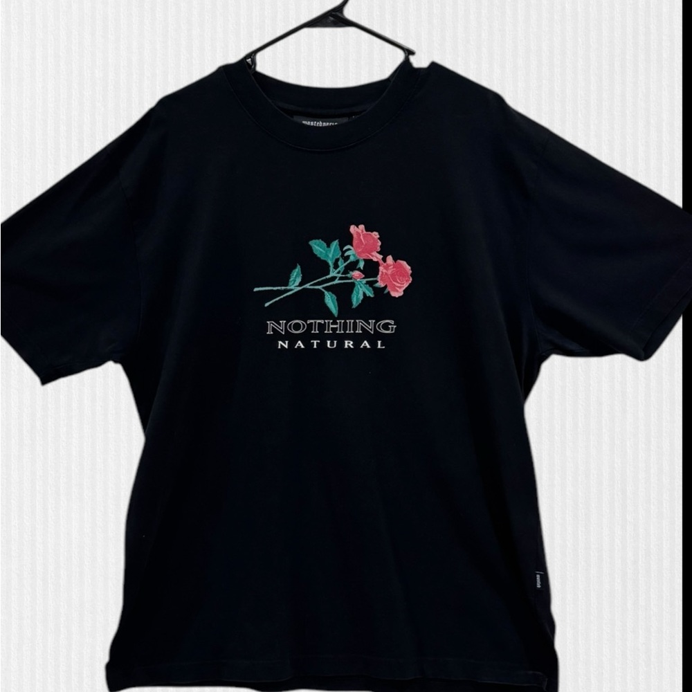 WASTED PARIS Black T-Shirt with Floral Design L